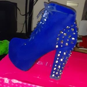 Blue spiked booties